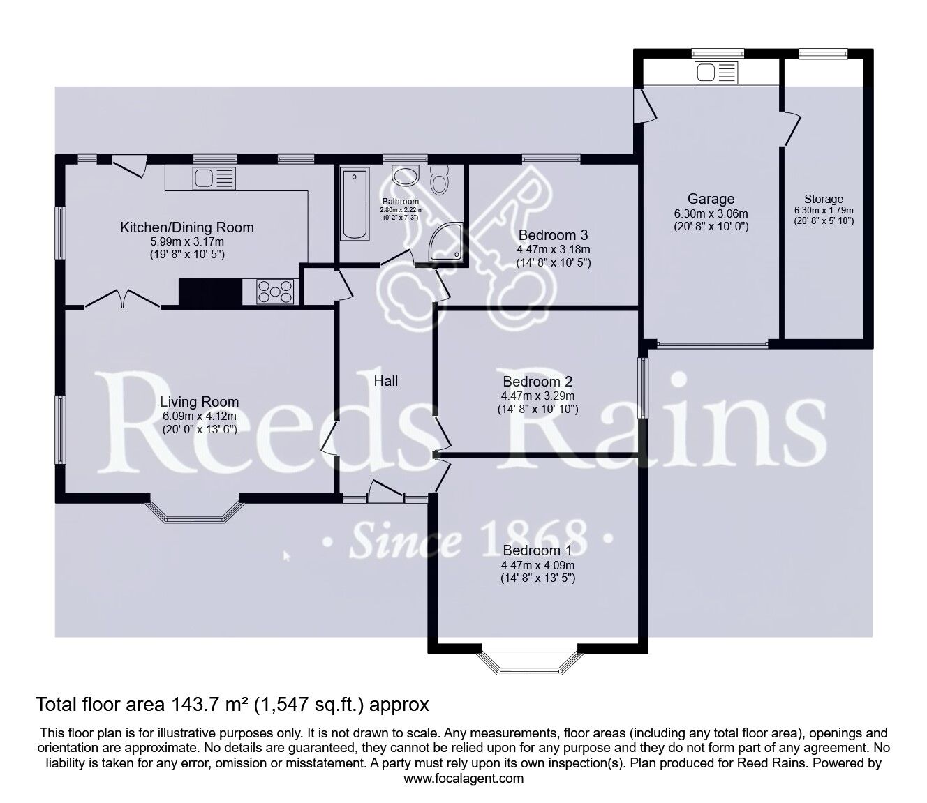 Floorplan of 3 bedroom Detached Bungalow for sale, Royles Close, South Kirkby, West Yorkshire, WF9