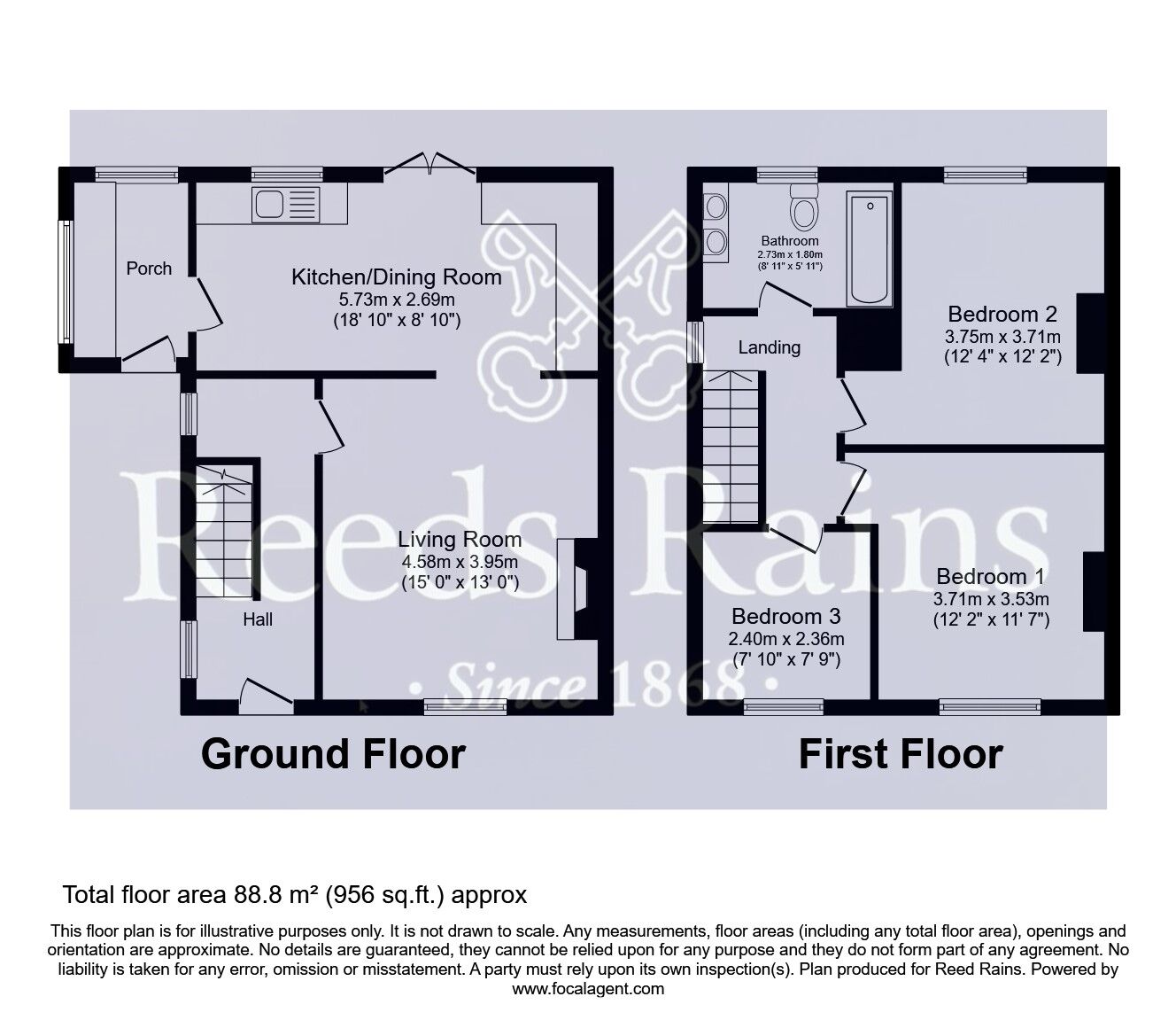 Floorplan of 3 bedroom Semi Detached House for sale, St. Oswald Avenue, Pontefract, West Yorkshire, WF8