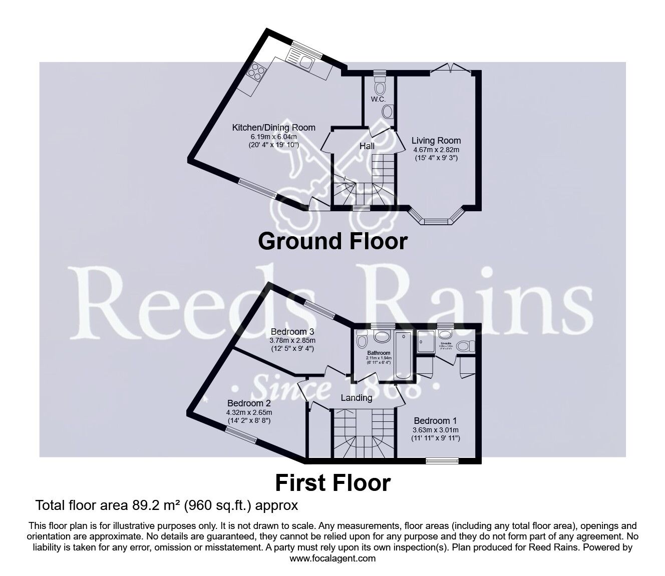 Floorplan of 3 bedroom Semi Detached House for sale, Lake View, Pontefract, West Yorkshire, WF8