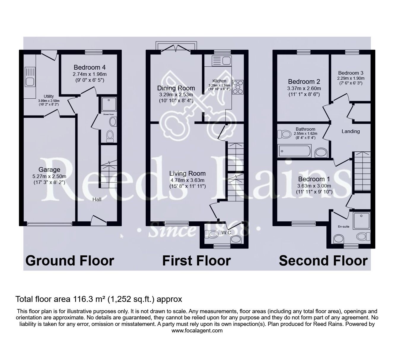 Floorplan of 4 bedroom Semi Detached House for sale, Newton Grange, Hemsworth, West Yorkshire, WF9