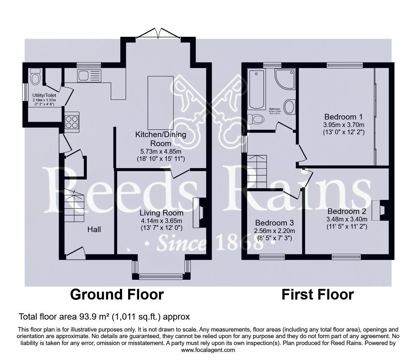 Floorplan of 3 bedroom Semi Detached House for sale, Glebelands, Knottingley, North Yorkshire, WF11