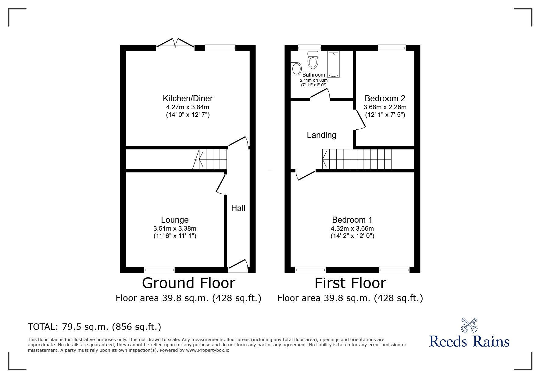 Floorplan of 2 bedroom Mid Terrace House for sale, Thackray Lane, Pontefract, West Yorkshire, WF8