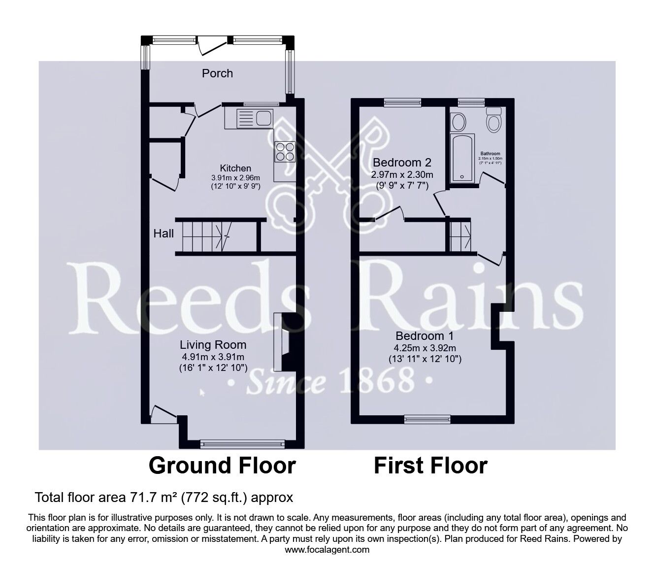 Floorplan of 2 bedroom Mid Terrace House for sale, Hall Street, Featherstone, West Yorkshire, WF7