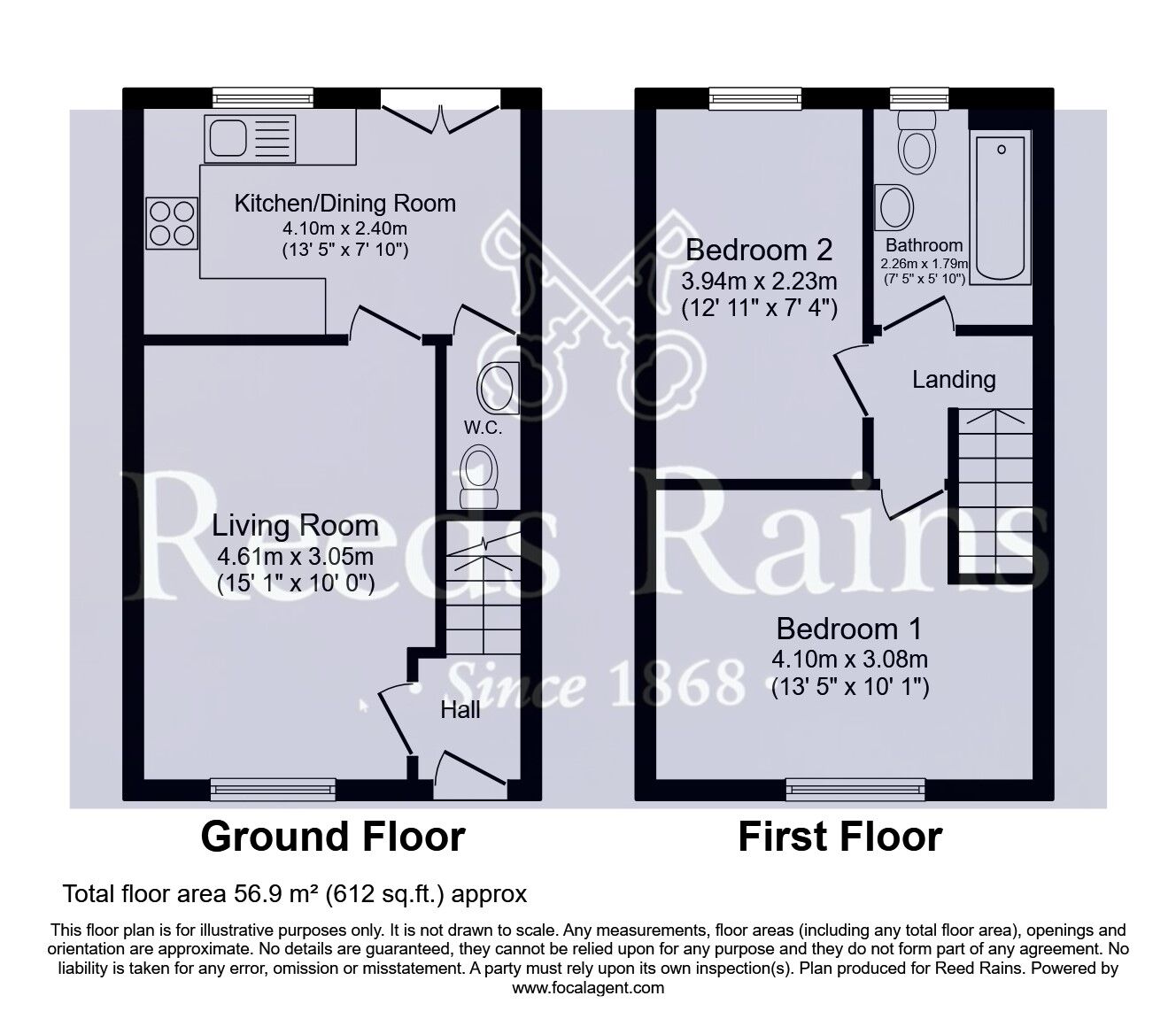 Floorplan of 2 bedroom Semi Detached House for sale, Pear Tree Mews, Knottingley, West Yorkshire, WF11