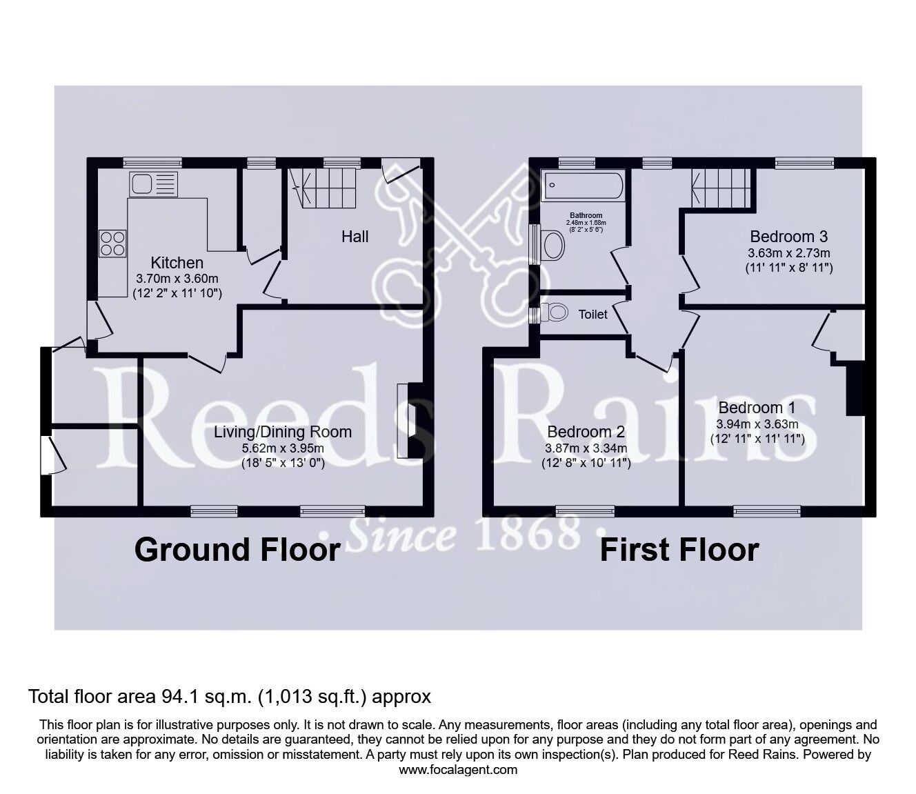 Floorplan of 3 bedroom Semi Detached House for sale, Chequerfield Mount, Pontefract, West Yorkshire, WF8