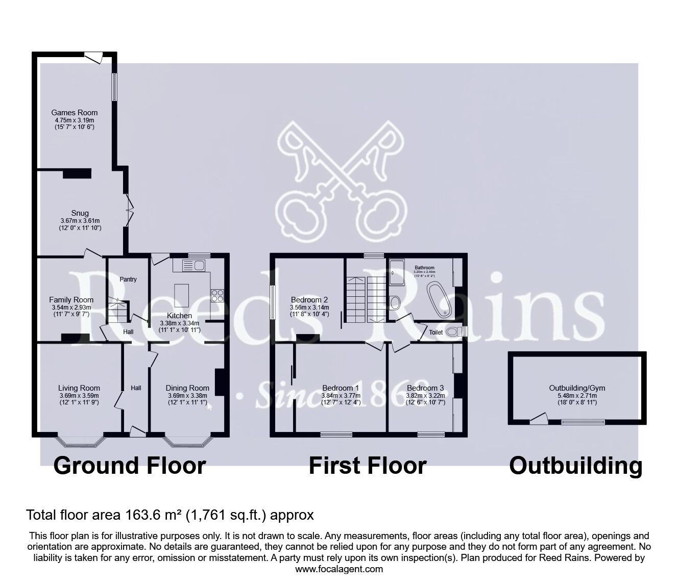 Floorplan of 3 bedroom Detached House for sale, Aire Street, Knottingley, West Yorkshire, WF11