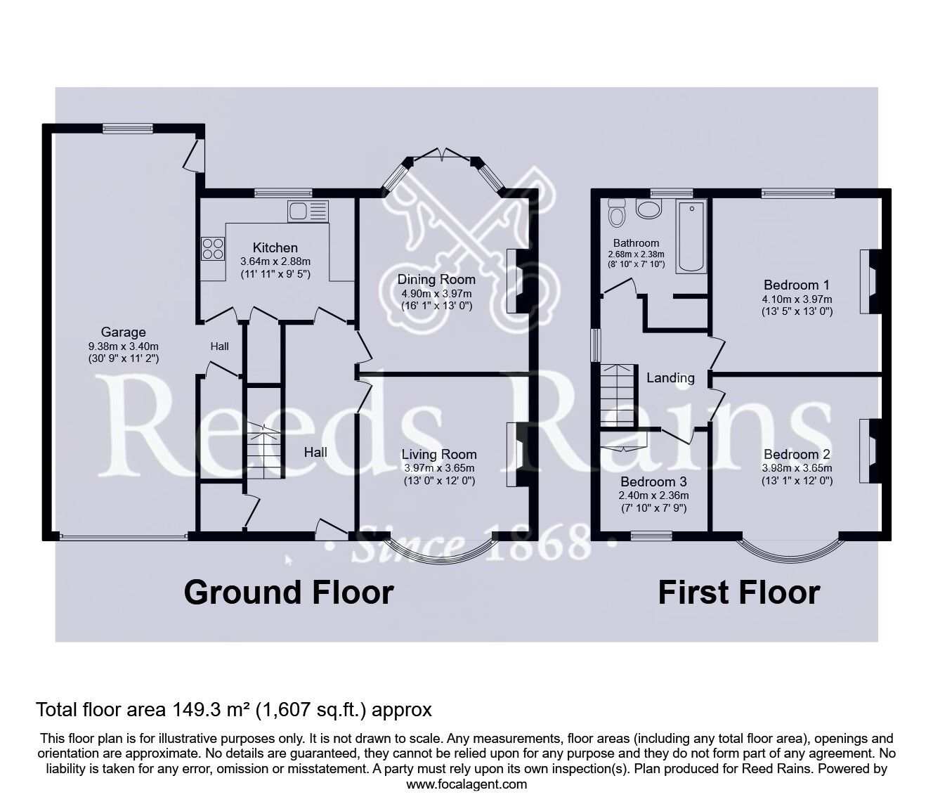 Floorplan of 3 bedroom Semi Detached House for sale, Warren Avenue, Knottingley, West Yorkshire, WF11