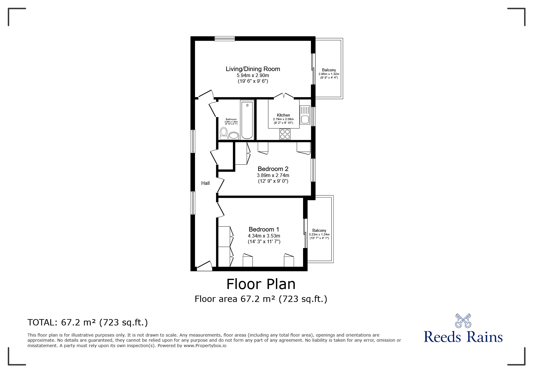 Floorplan of 2 bedroom  Flat for sale, Kingfisher Road, Portishead, Bristol, BS20