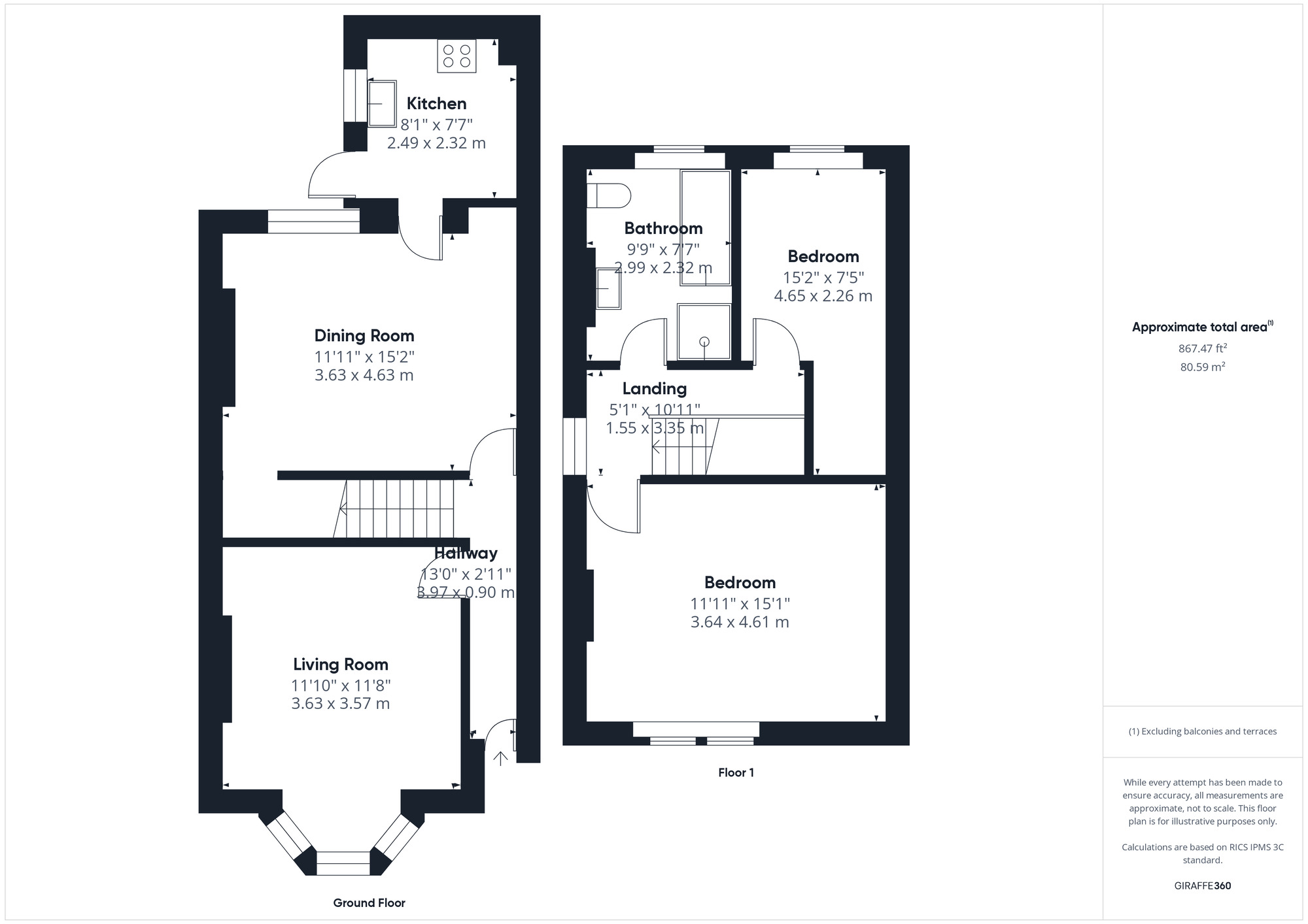 Floorplan of 2 bedroom End Terrace House for sale, Kenn Road, Clevedon, North Somerset, BS21