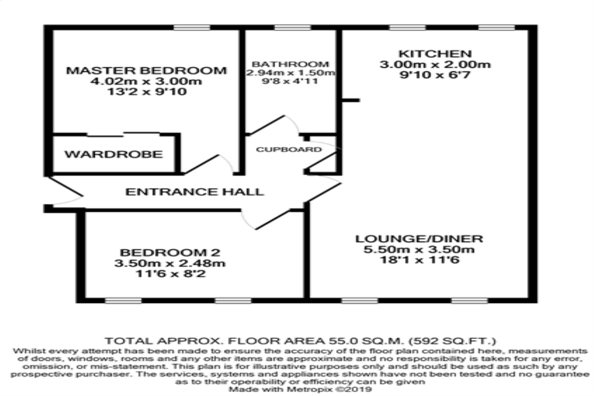 Floorplan of 2 bedroom  Flat for sale, Somerset Road, Portishead, Bristol, BS20