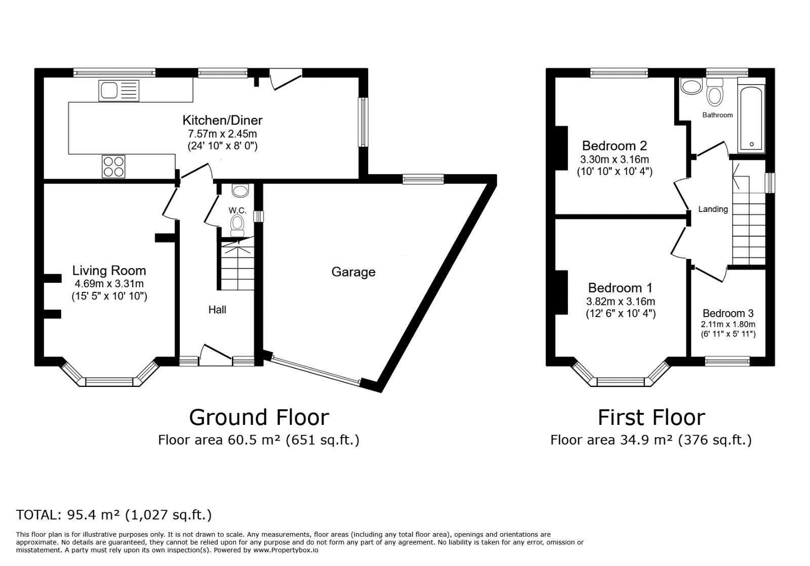 Floorplan of 3 bedroom Semi Detached House for sale, Derwent Avenue, Prescot, Merseyside, L34