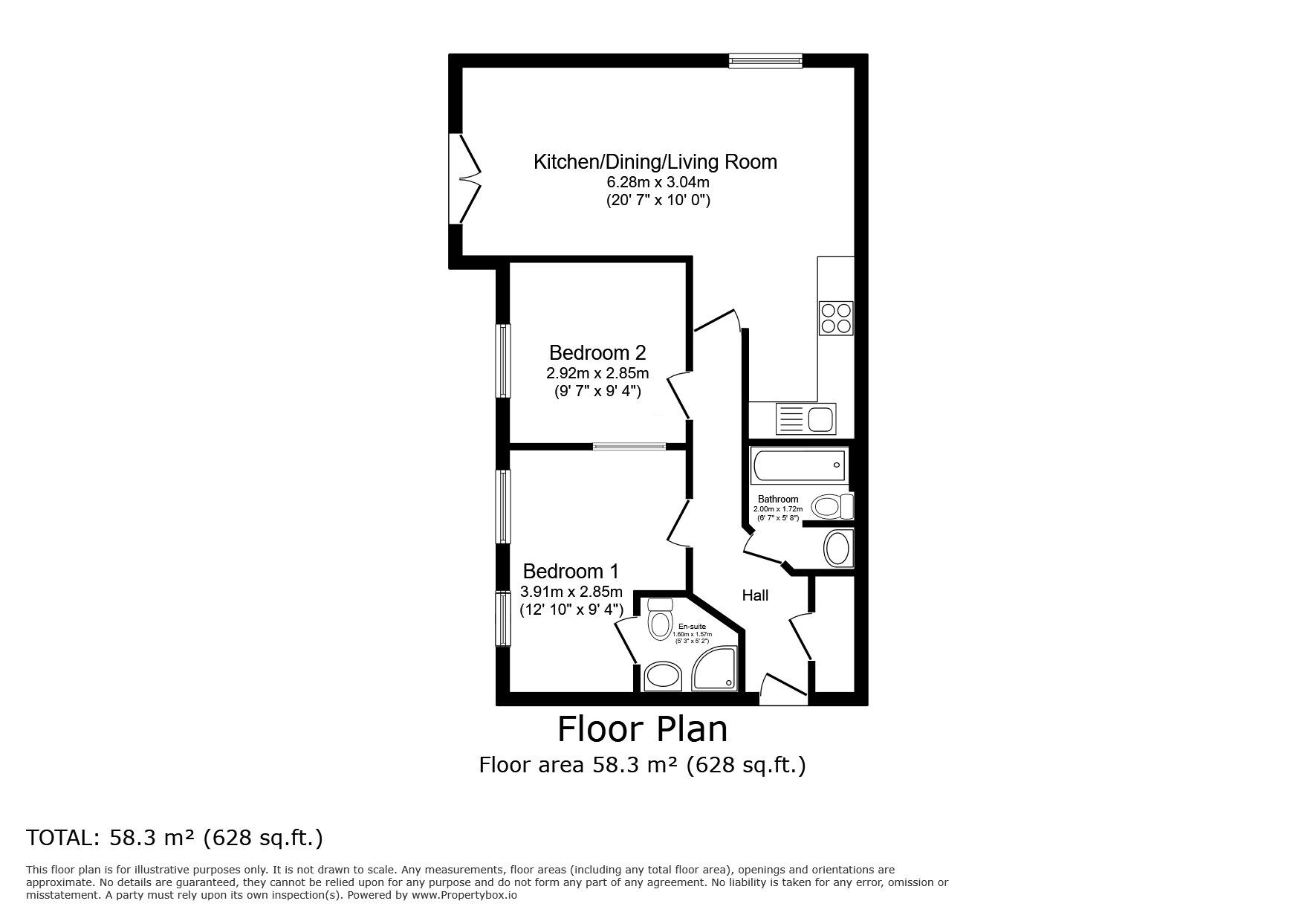 Floorplan of 2 bedroom  Flat to rent, Kenneth Close, Prescot, Merseyside, L34