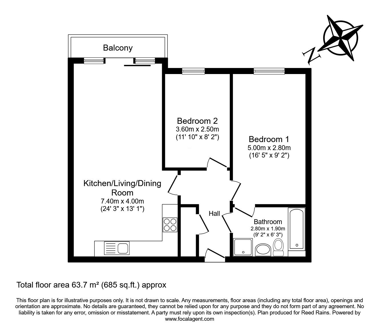 Floorplan of 2 bedroom  Flat for sale, Bridge Road, Prescot, Merseyside, L34