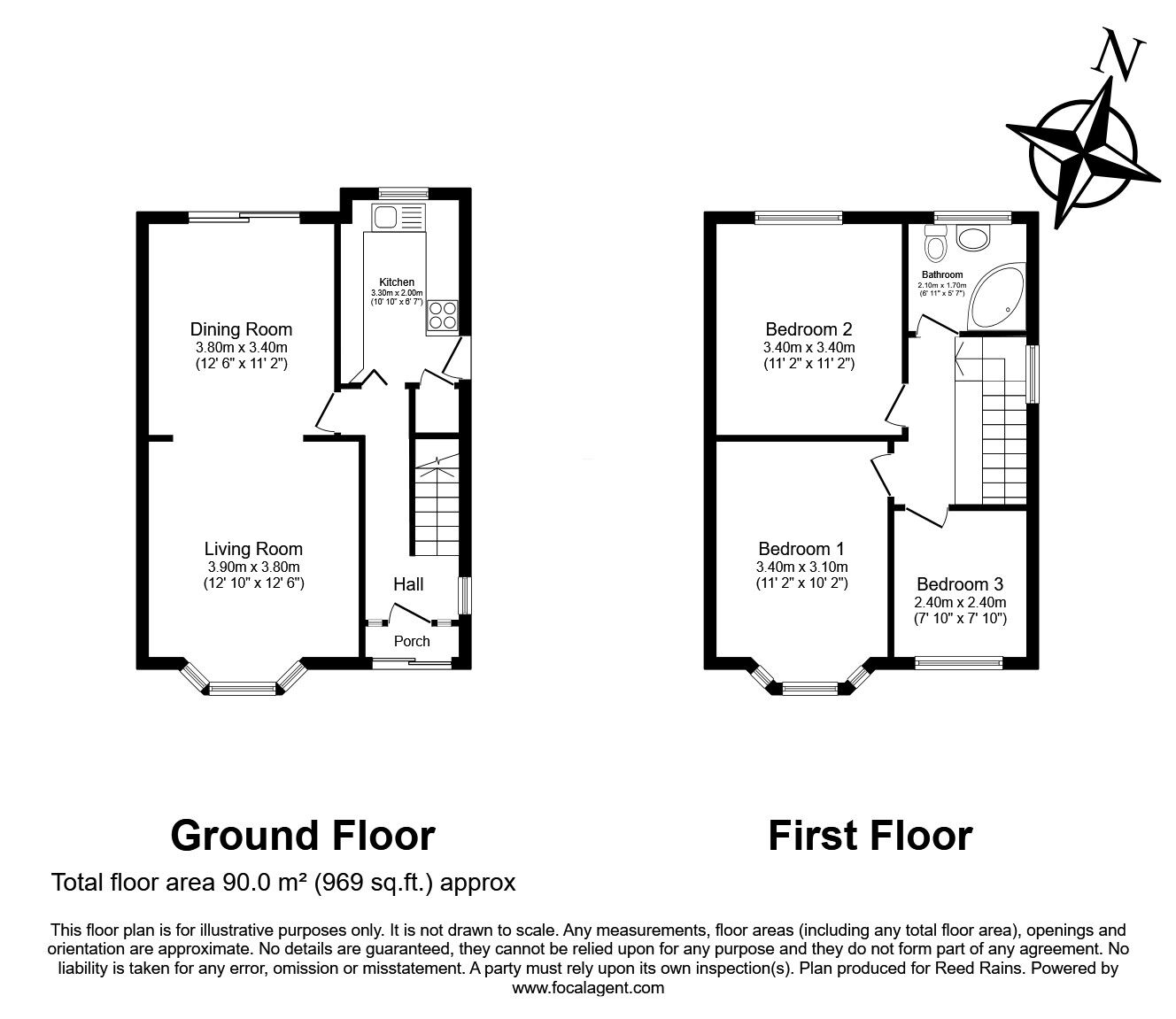 Floorplan of 3 bedroom Semi Detached House for sale, Derwent Close, Rainhill, Merseyside, L35