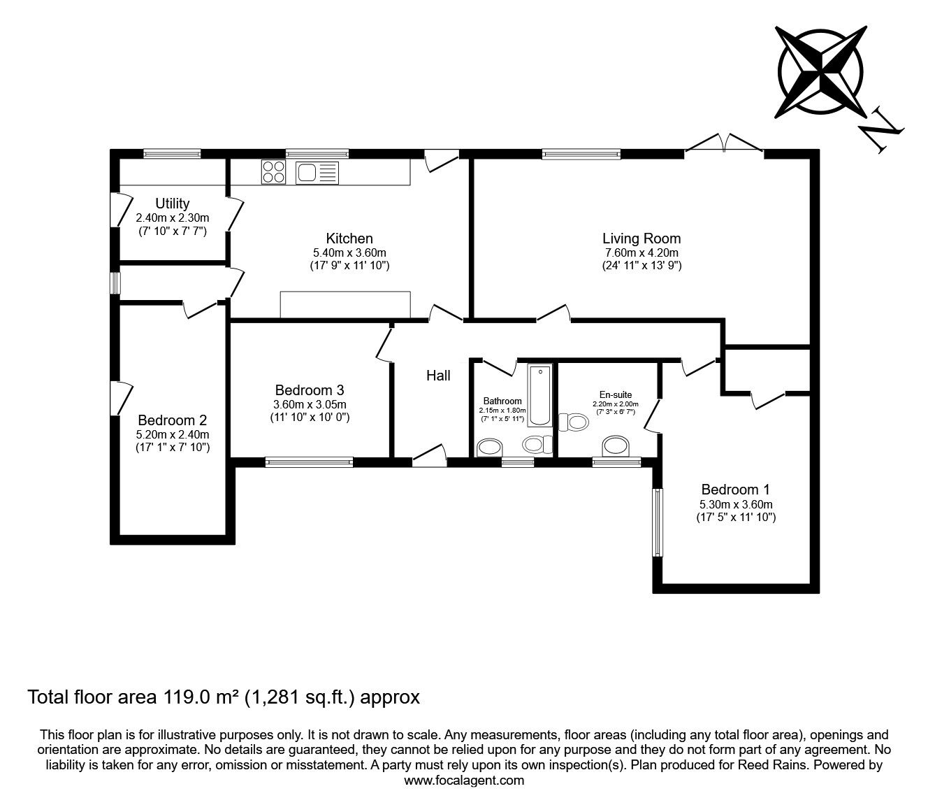 Floorplan of 3 bedroom Detached Bungalow for sale, Warrington Road, Rainhill, Merseyside, L35