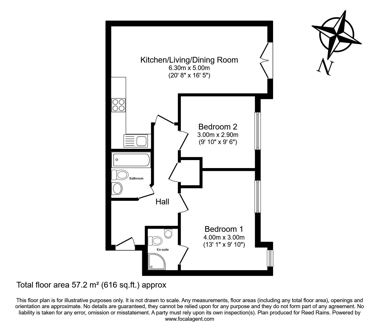 Floorplan of 2 bedroom  Flat for sale, Kenneth Close, Prescot, Merseyside, L34