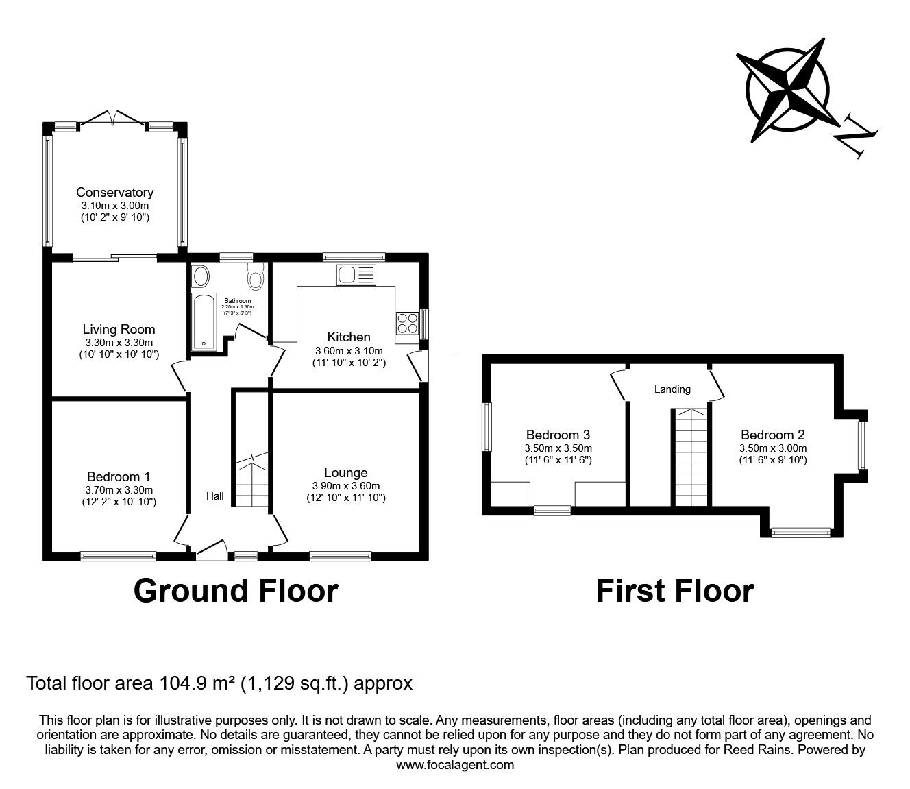 Floorplan of 3 bedroom Detached Bungalow for sale, Longton Lane, Rainhill, Merseyside, L35