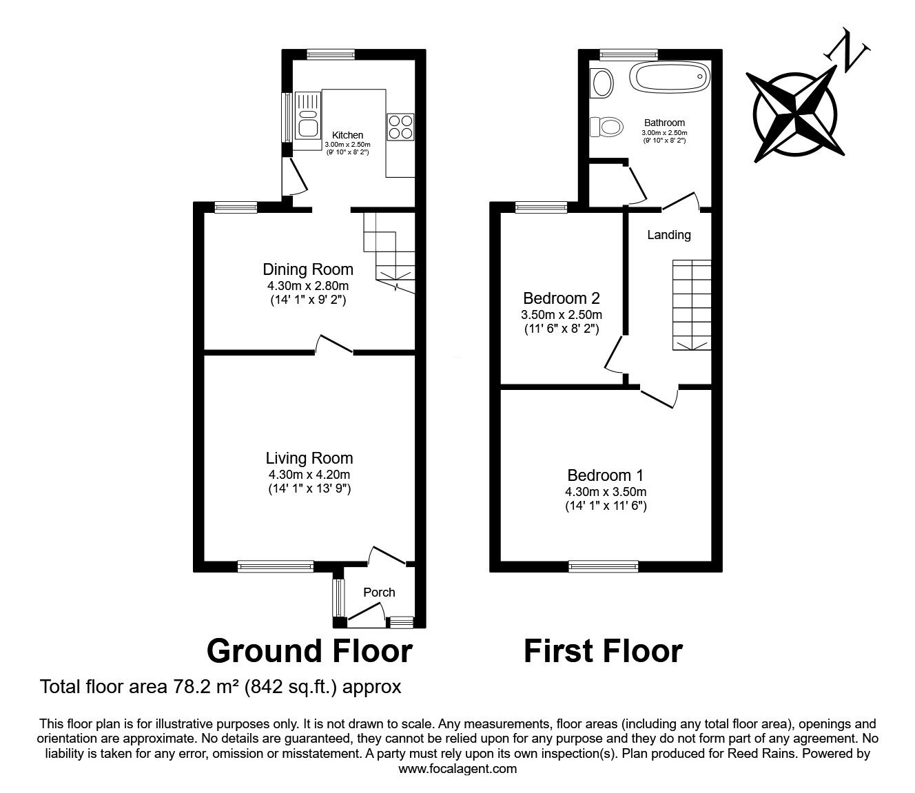 Floorplan of 2 bedroom Mid Terrace House for sale, Wood Lane, Huyton, Merseyside, L36