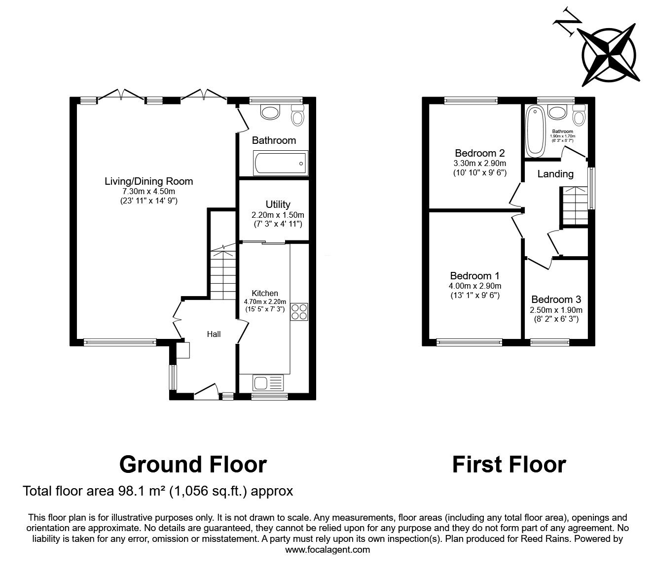 Floorplan of 3 bedroom Semi Detached House for sale, Croston Avenue, Rainhill, Merseyside, L35