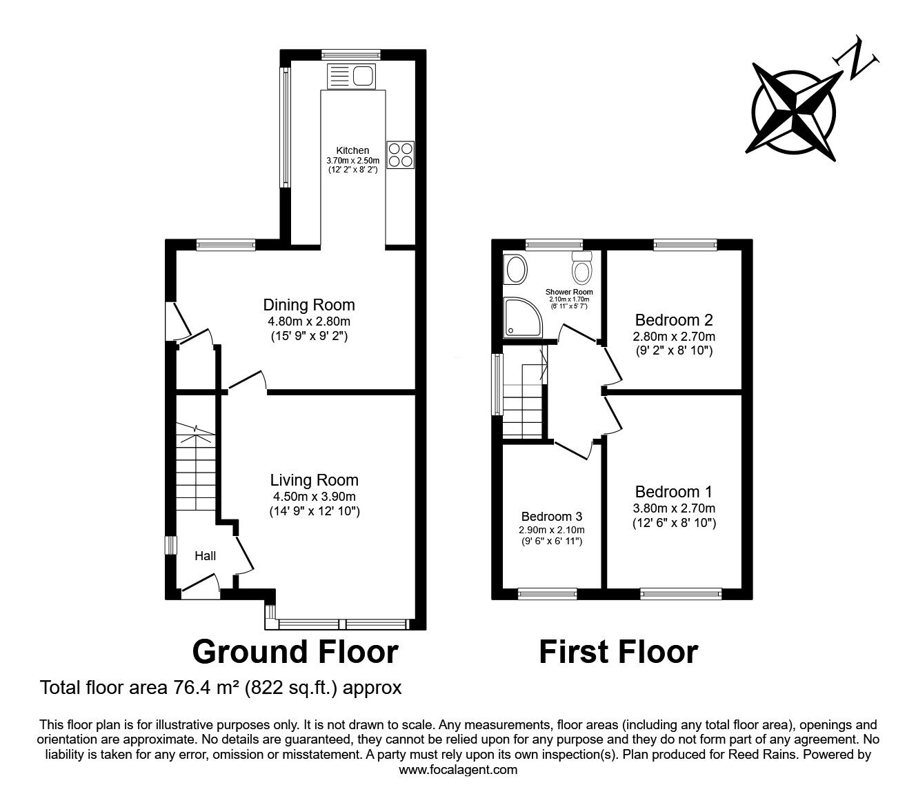 Floorplan of 3 bedroom Semi Detached House for sale, Shaw Lane, Prescot, Merseyside, L35