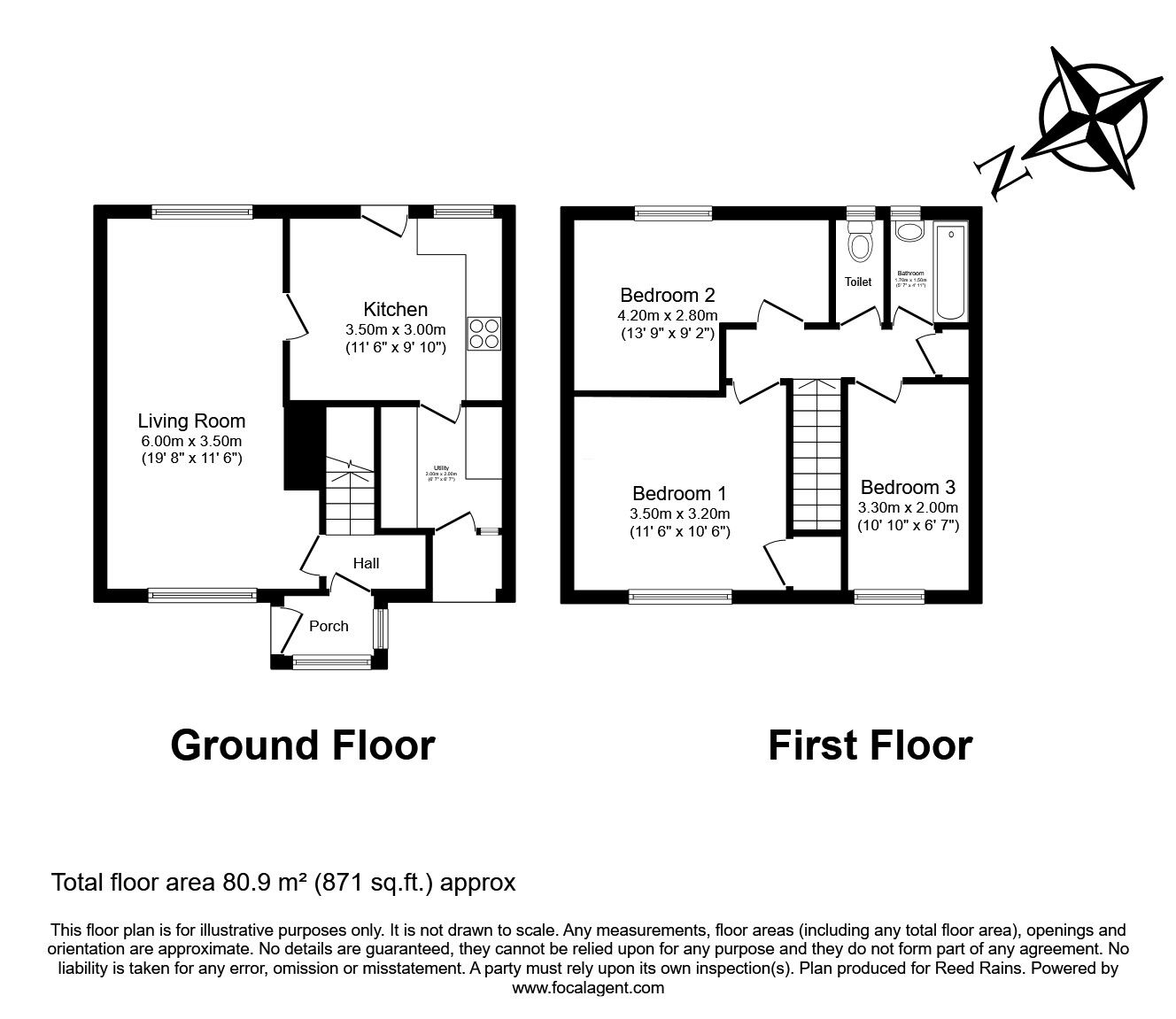 Floorplan of 3 bedroom Mid Terrace House for sale, Wilson Road, Prescot, Merseyside, L35