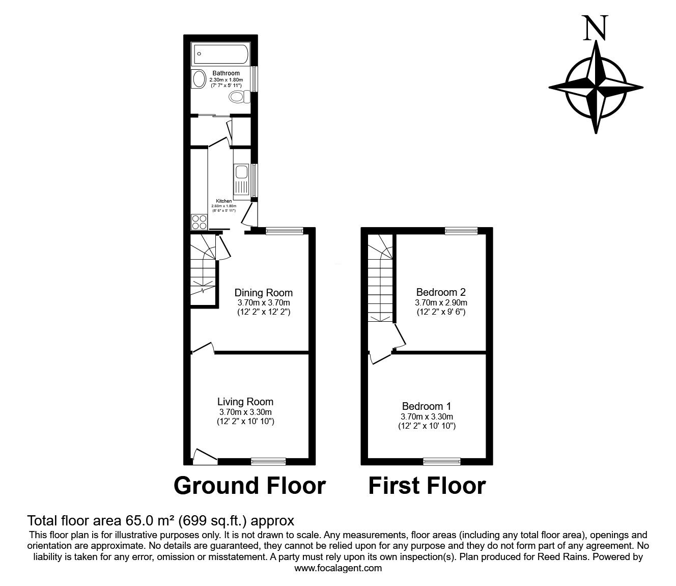 Floorplan of 2 bedroom Mid Terrace House for sale, Evans Street, Prescot, Merseyside, L34