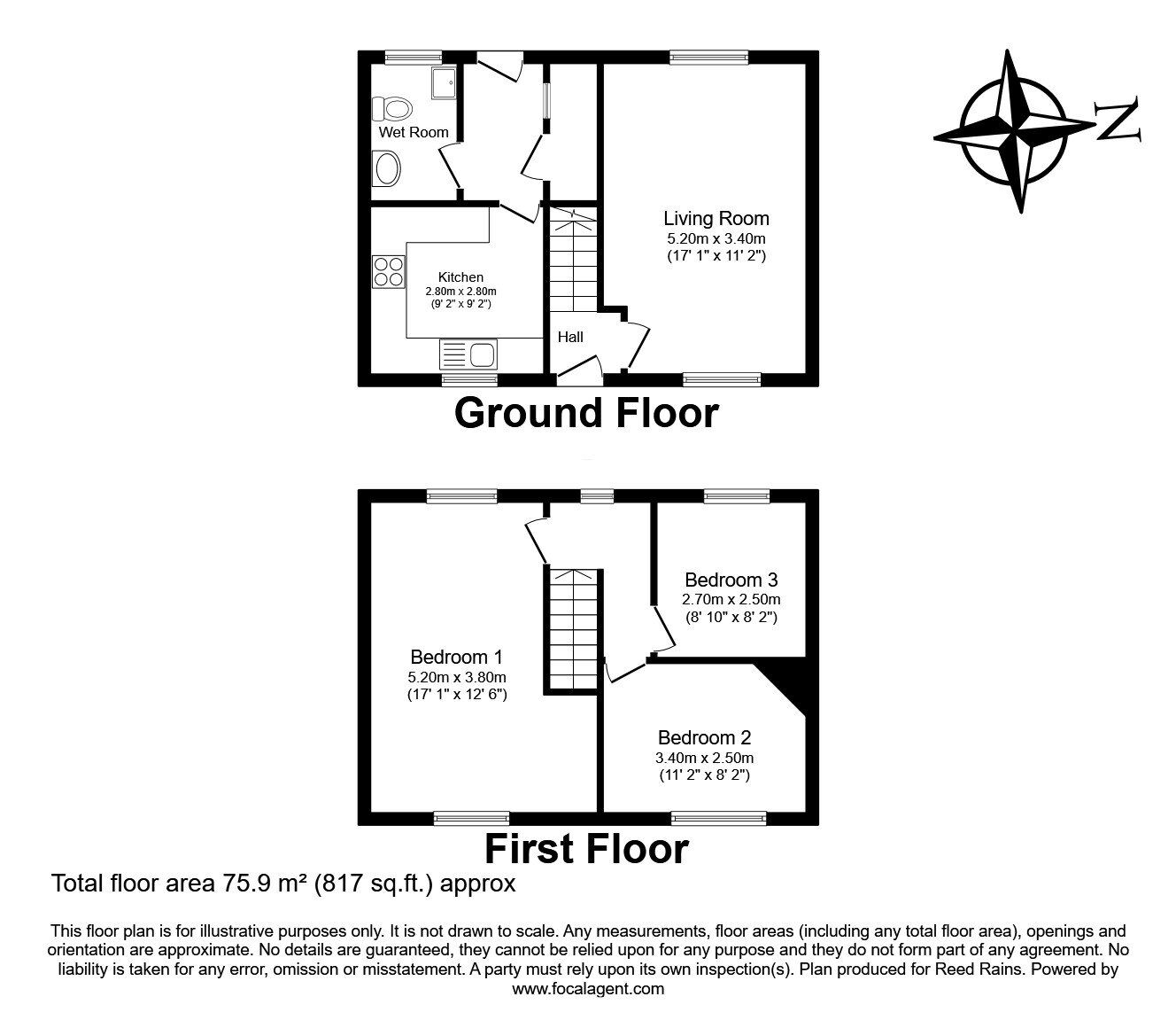 Floorplan of 3 bedroom Mid Terrace House for sale, Longton Lane, Rainhill, Merseyside, L35