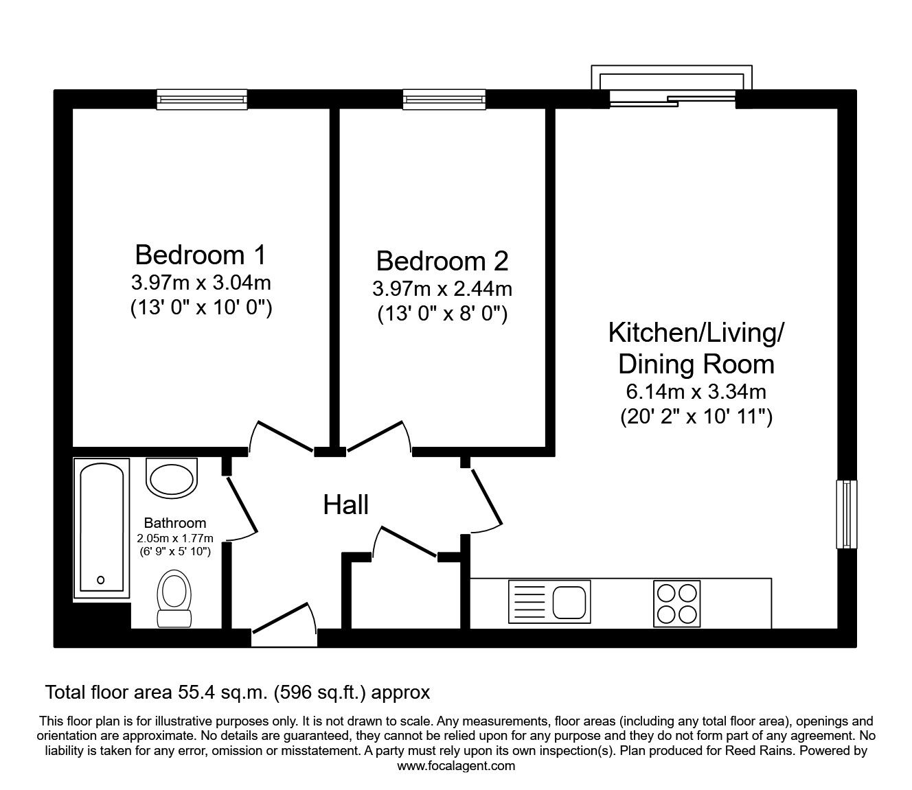 Floorplan of 2 bedroom  Flat to rent, Carrington Court, 267 Leyland Road, Preston, PR1