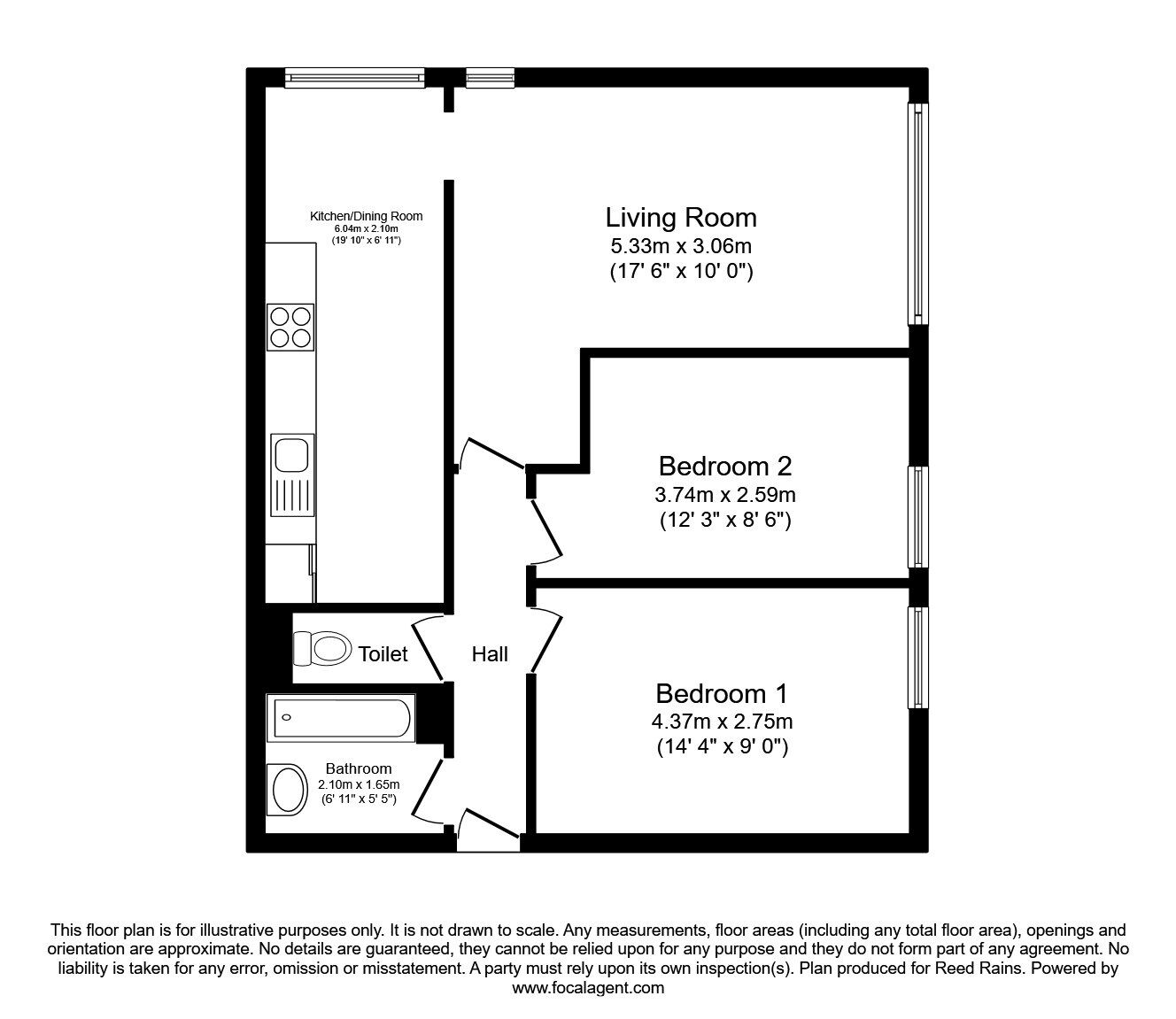 Floorplan of 2 bedroom  Flat to rent, Sandown Court, Avenham Lane, Lancashire, PR1