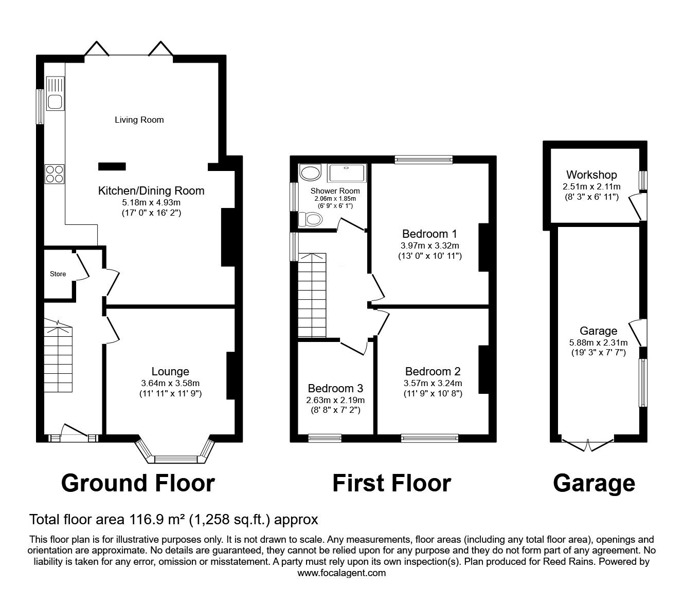 Floorplan of 3 bedroom Semi Detached House for sale, Windsor Avenue, Ashton-on-Ribble, Lancashire, PR2