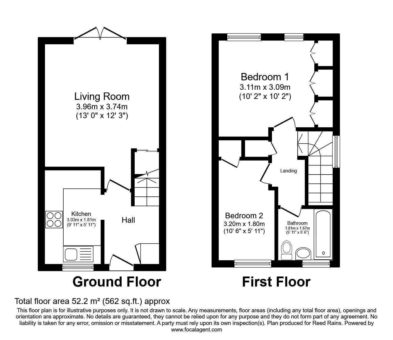 Floorplan of 2 bedroom End Terrace House for sale, Shelley Road, Ashton-on-Ribble, Lancashire, PR2