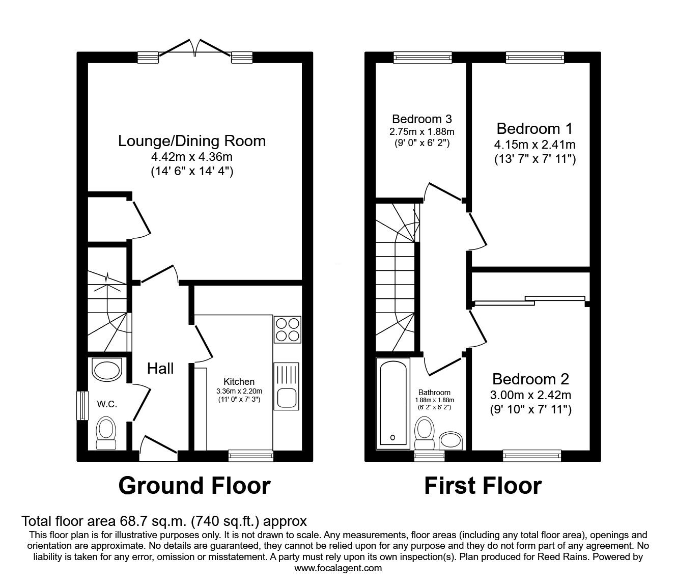 Floorplan of 3 bedroom Semi Detached House for sale, Walkford Close, Cottam, Lancashire, PR4