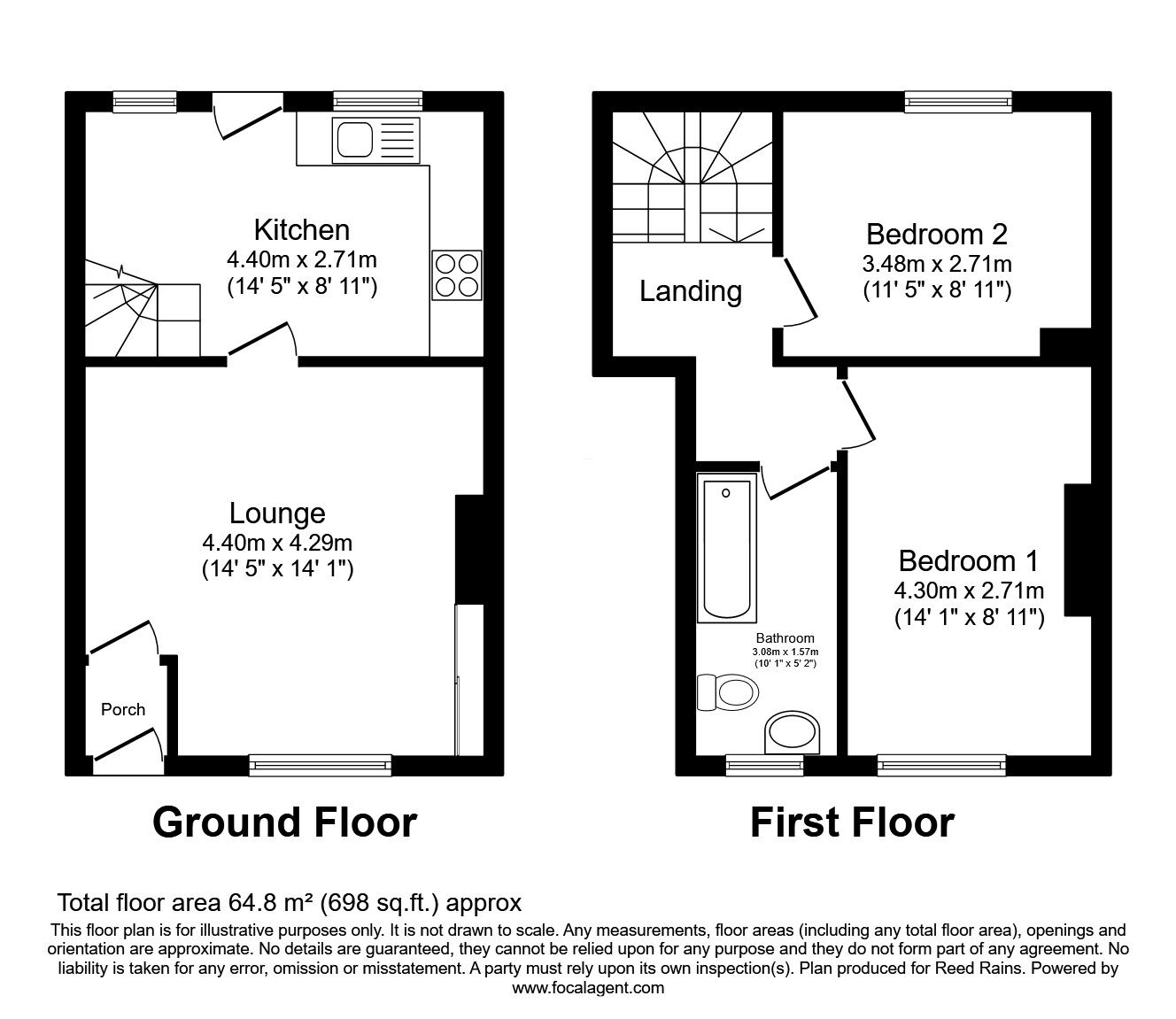 Floorplan of 2 bedroom Mid Terrace House for sale, Inkerman Street, Ashton-on-Ribble, Lancashire, PR2