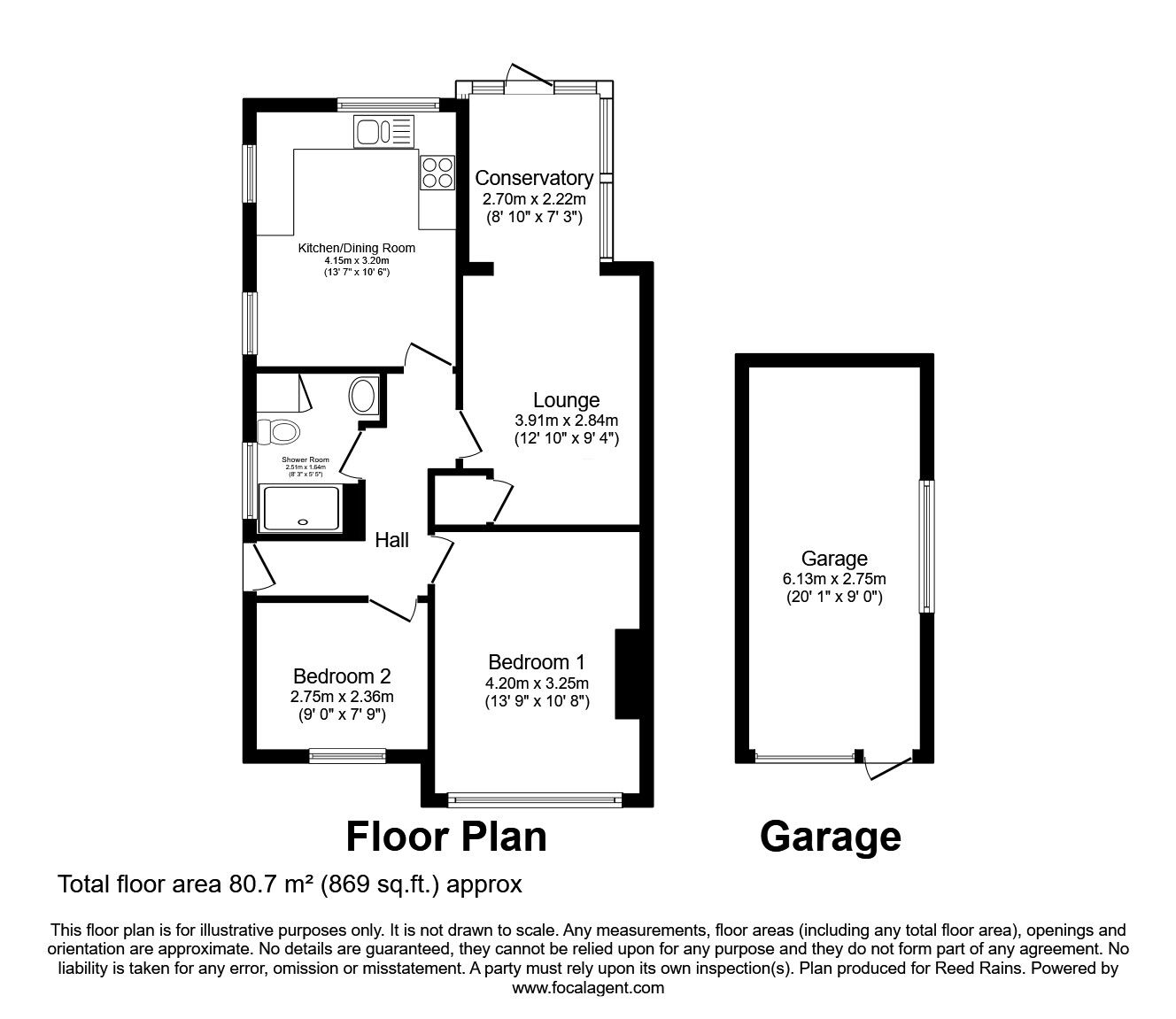 Floorplan of 2 bedroom Semi Detached Bungalow for sale, Ashton Close, Ashton-on-Ribble, Lancashire, PR2