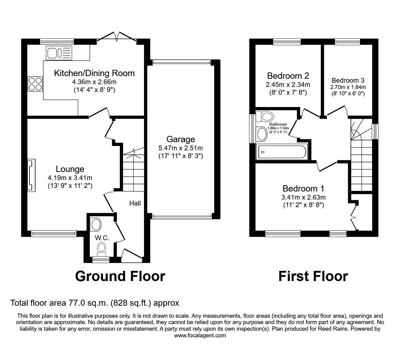 Floorplan of 3 bedroom Link Detached House for sale, Ambergate, Ingol, Lancashire, PR2