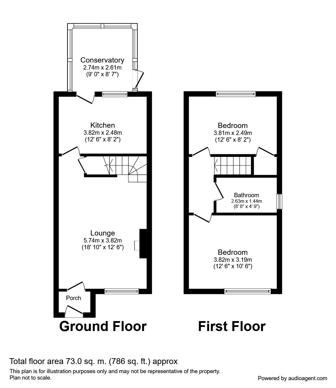 Floorplan of 2 bedroom Semi Detached House for sale, Sumpter Croft, Penwortham, Lancashire, PR1