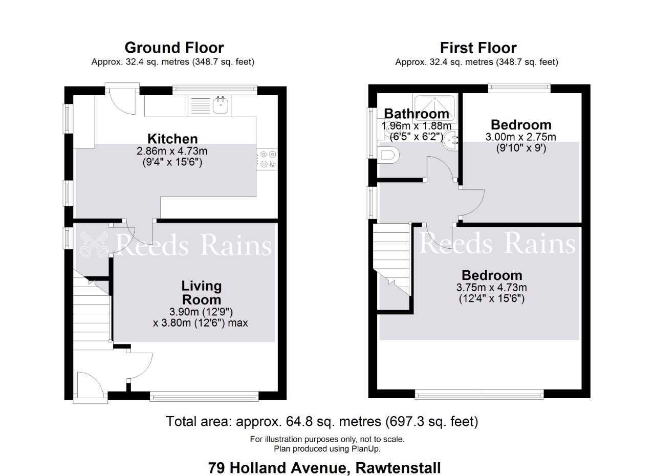 Floorplan of 2 bedroom End Terrace House for sale, Holland Avenue, Rossendale, Lancashire, BB4