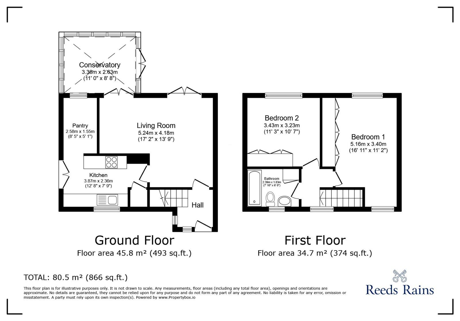 Floorplan of 2 bedroom End Terrace House for sale, Middlesex Road, Stockport, Greater Manchester, SK5