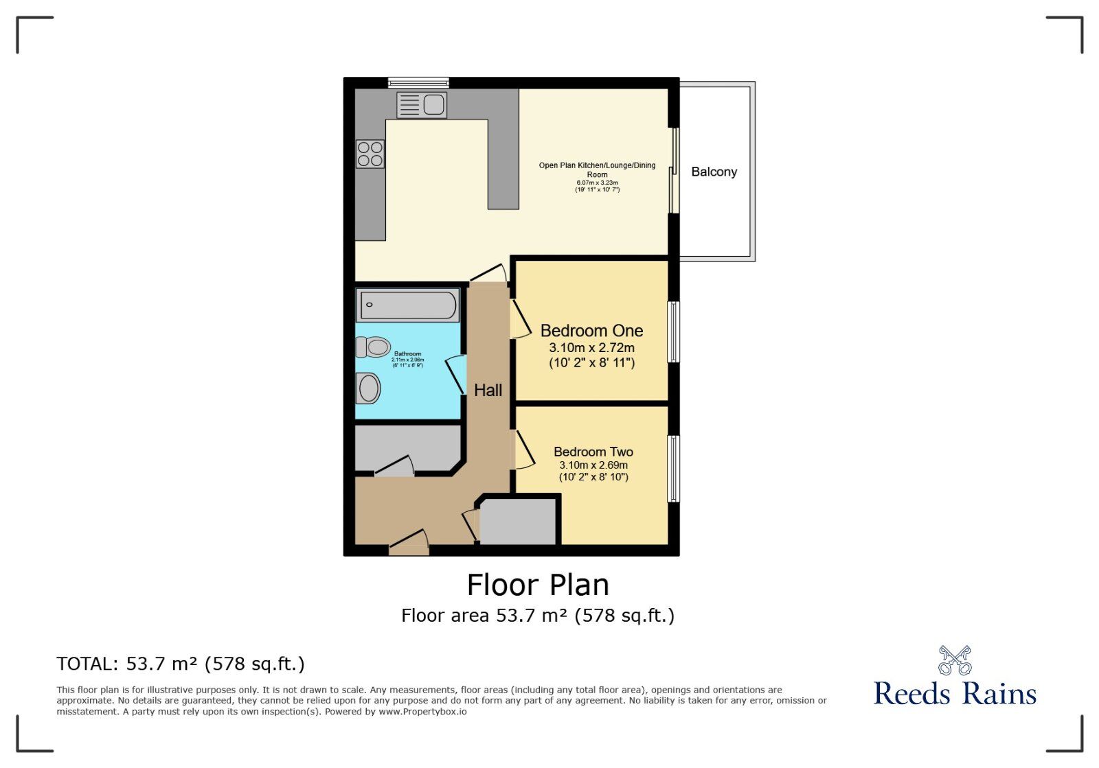 Floorplan of 2 bedroom  Flat for sale, Stamford Street East, Ashton-under-Lyne, Greater Manchester, OL6