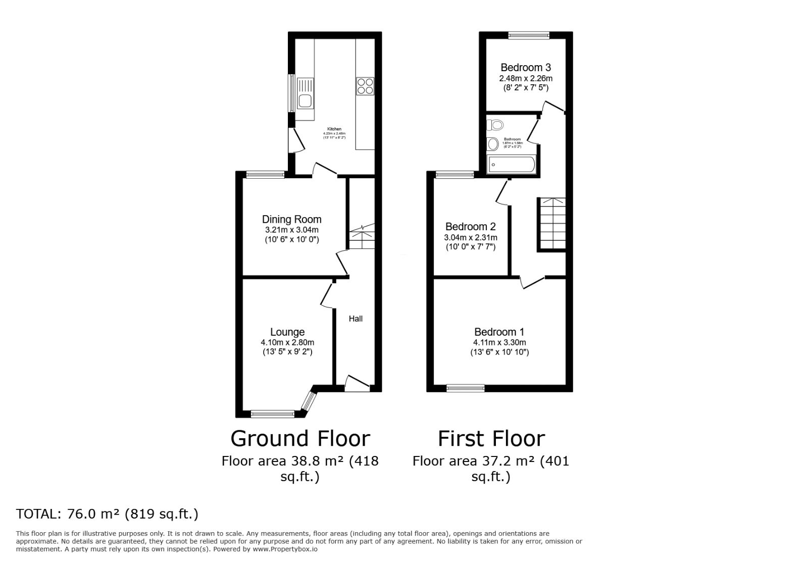 Floorplan of 3 bedroom Mid Terrace House to rent, High Bank, Manchester, Greater Manchester, M18