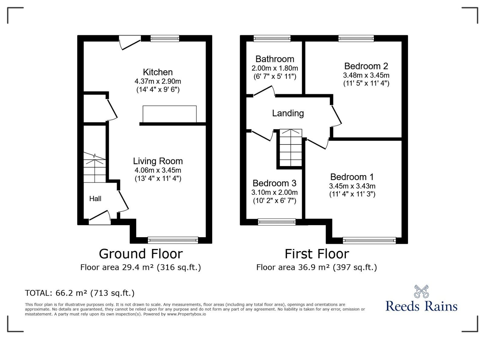 Floorplan of 3 bedroom Mid Terrace House for sale, Somerford Road, Reddish, Cheshire, SK5