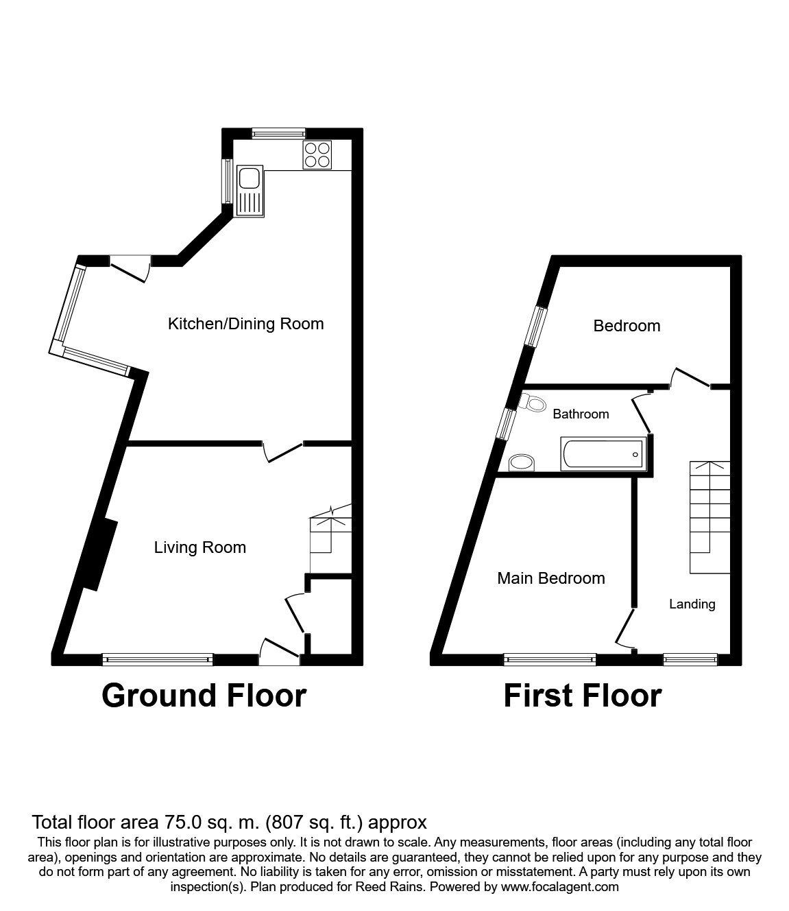 Floorplan of 2 bedroom End Terrace House for sale, Mill Lane, Reddish, Greater Manchester, SK5