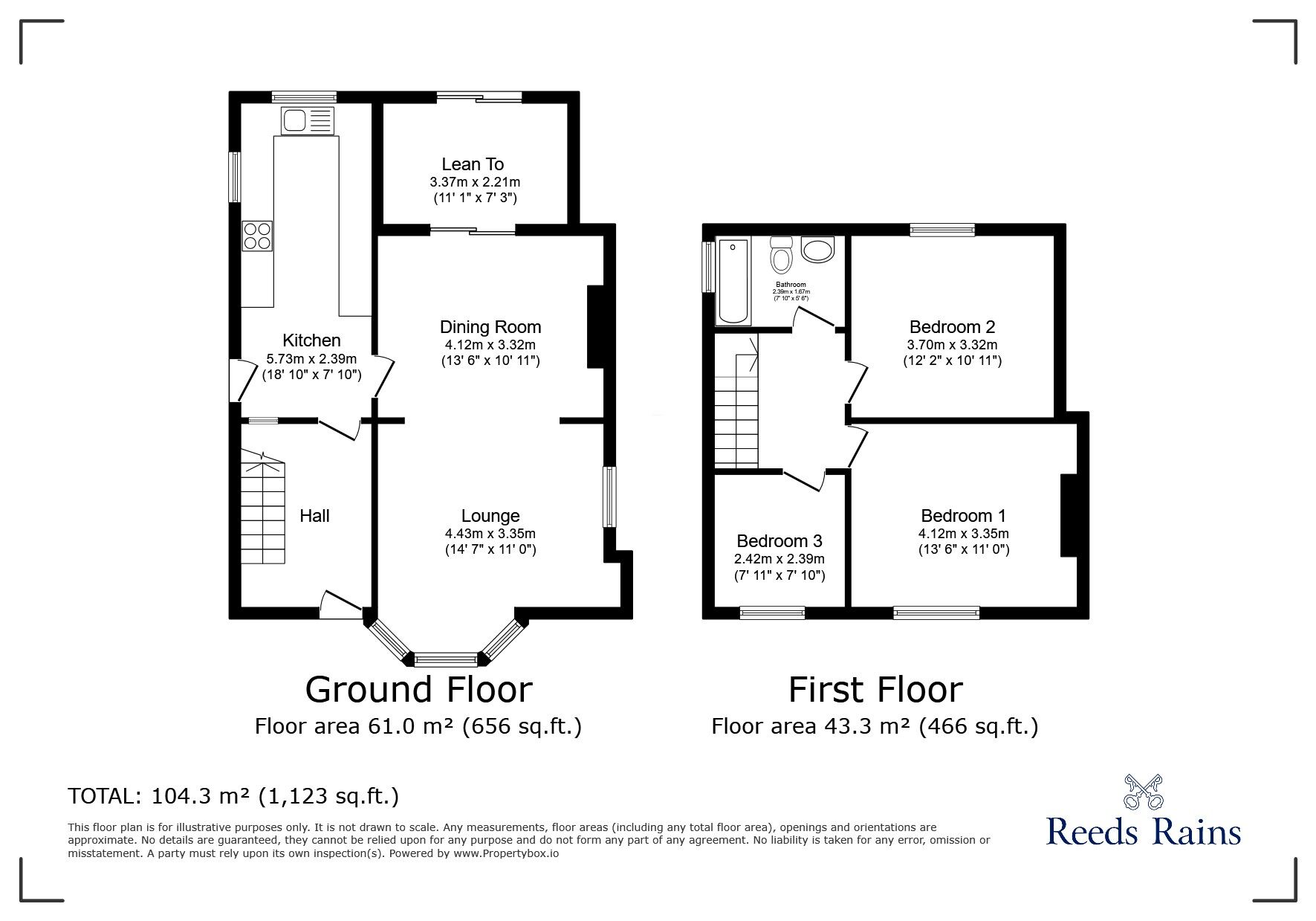 Floorplan of 3 bedroom Semi Detached House for sale, Laburnum Road, Denton, Greater Manchester, M34