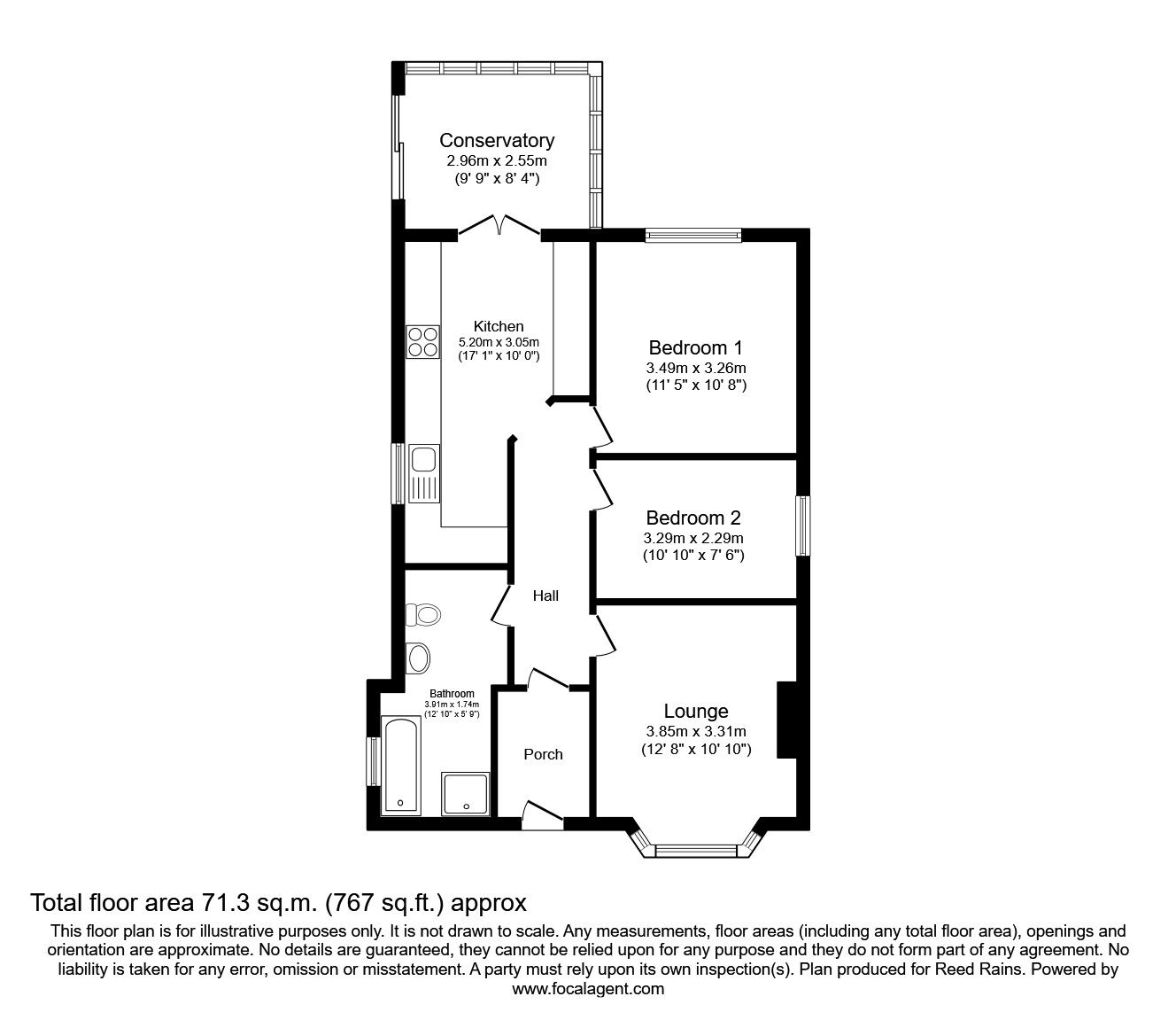 Floorplan of 2 bedroom Detached Bungalow for sale, Bryncoed Park, Rhyl, Denbighshire, LL18