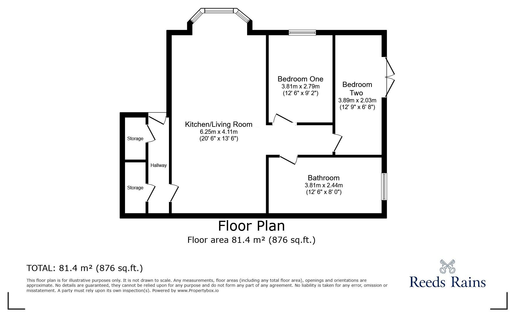 Floorplan of 2 bedroom End Terrace Flat to rent, Meirion Gardens, Colwyn Bay, Conwy, LL29