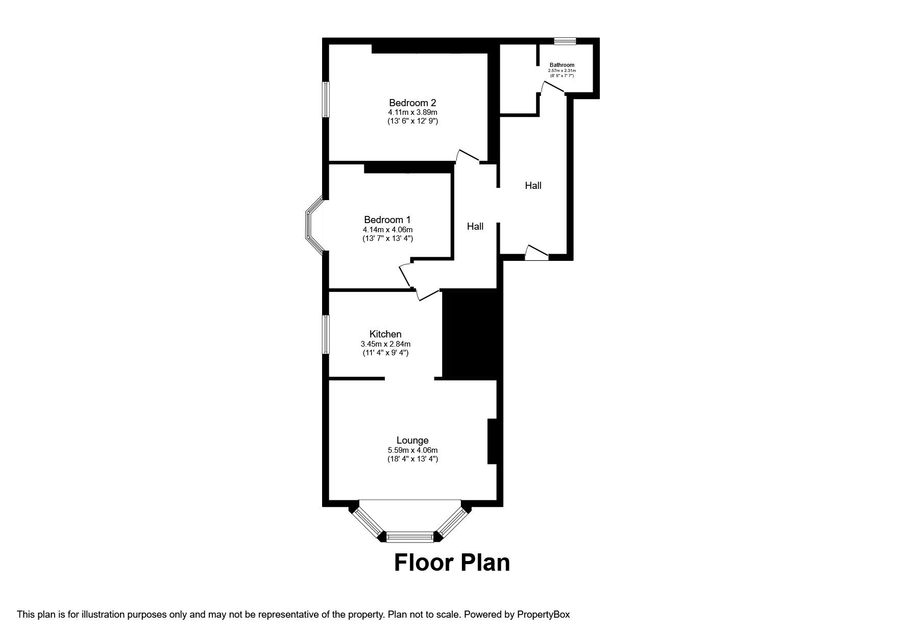 Floorplan of 2 bedroom  Flat to rent, Meirion Gardens, Colwyn Bay, Conwy, LL29