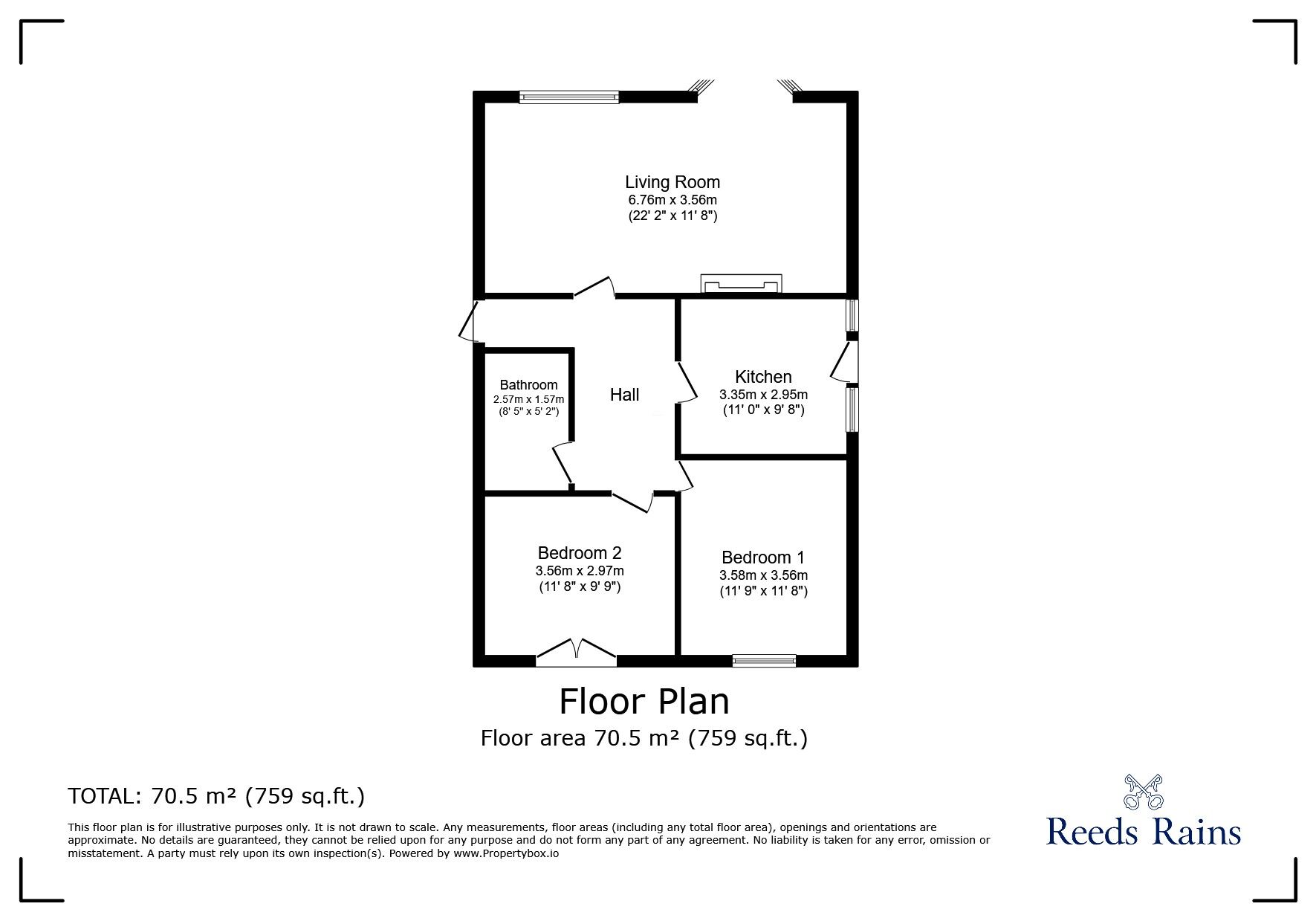 Floorplan of 2 bedroom Detached Bungalow to rent, Derwen Drive, Rhyl, Denbighshire, LL18