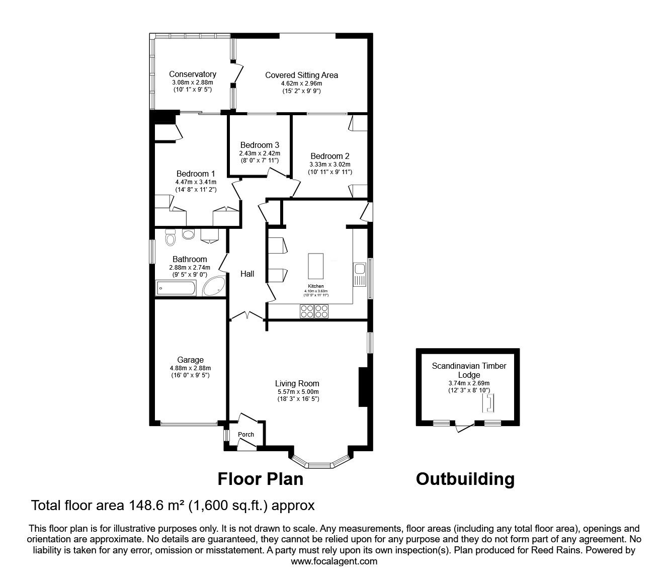 Floorplan of 3 bedroom Detached Bungalow for sale, Towyn Way West, Towyn, Conwy, LL22