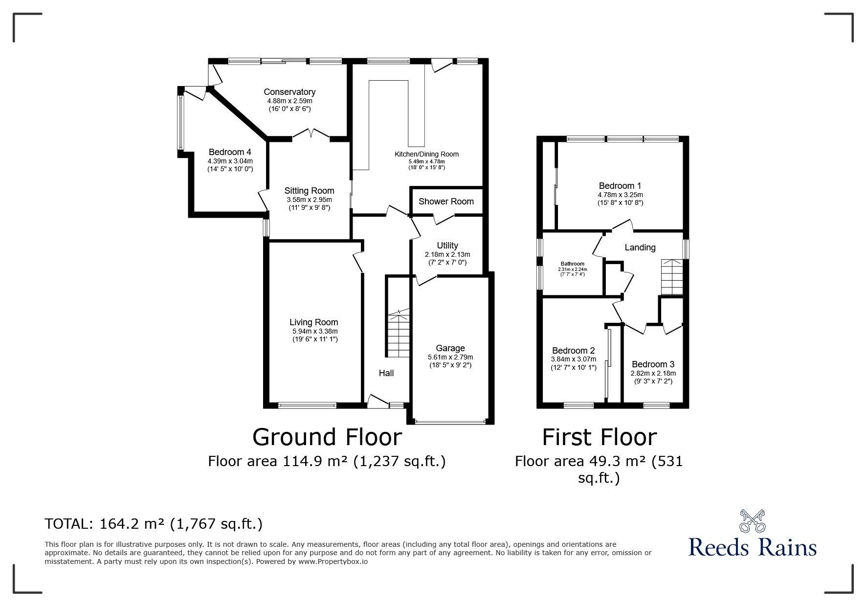 Floorplan of 4 bedroom Detached House for sale, Vincent Close, Rhyl, Denbighshire, LL18