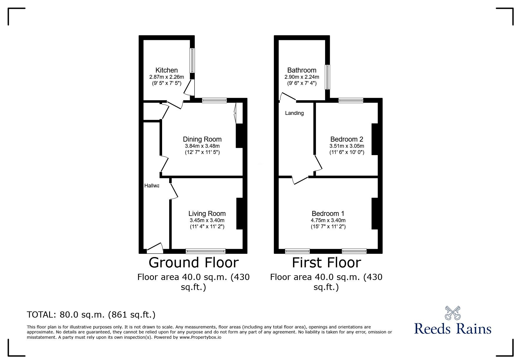 Floorplan of 2 bedroom Semi Detached House for sale, Millbank Road, Rhyl, Denbighshire, LL18